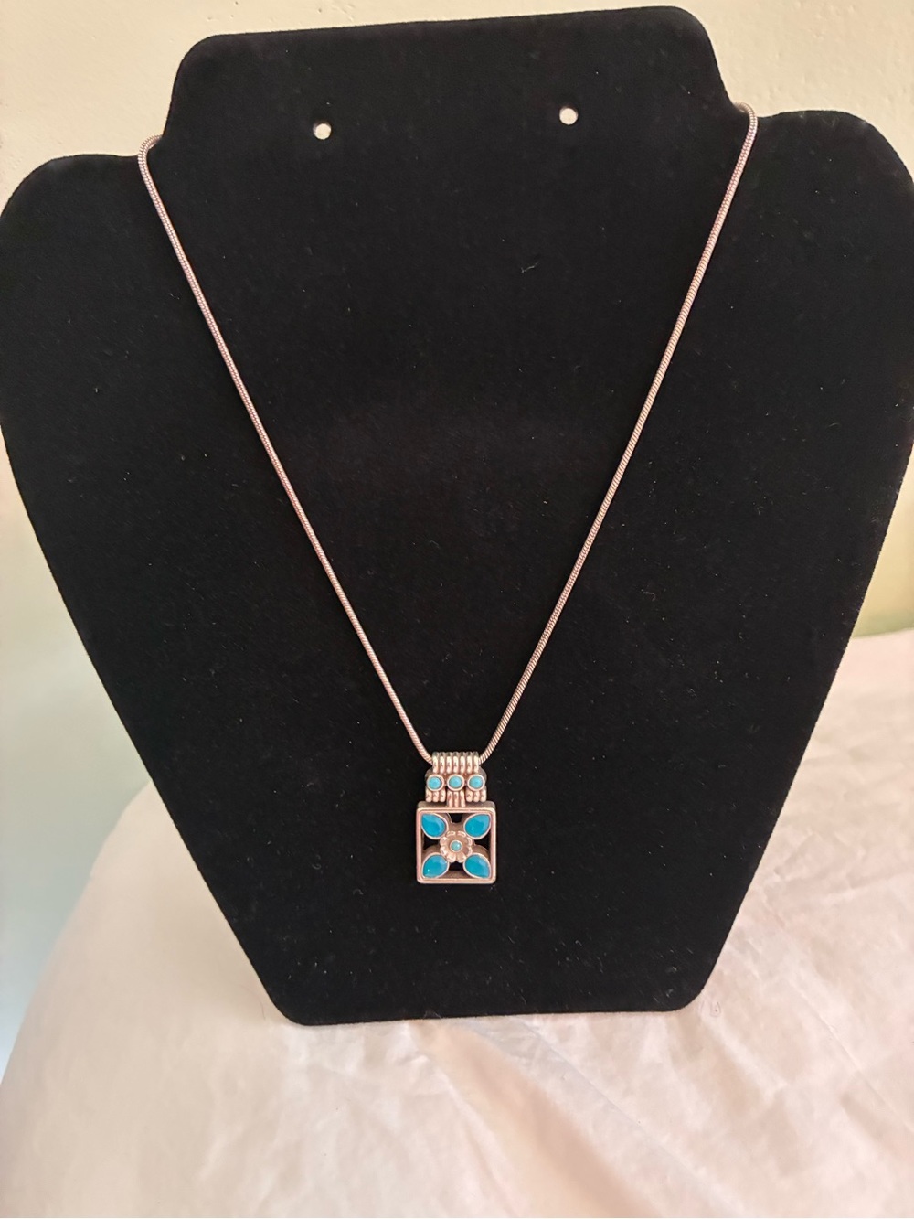 Brighton Silver-Tone Necklace with Turquoise Accents